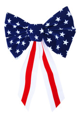 bow and ribbon in US flag colors, holiday decoration