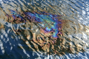 Texture, Waves on Water and Varicolored Gasoline Spot