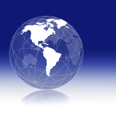 Wired World Illustration in White and Blue