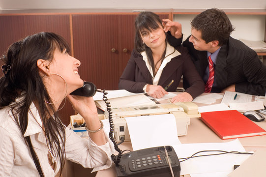 Business people work with documents in the meeting office
