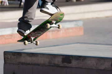 Skateboarder airborne
