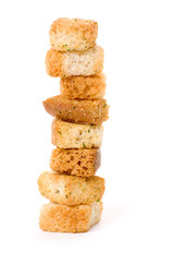 croutons close up shot for background, concept of balance