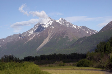 Mountain with snow and cloud