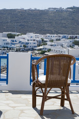 greek island view  beach  cyclades architecture  hotel  patio