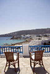 greek island view beach and cyclades architecture hotel patio