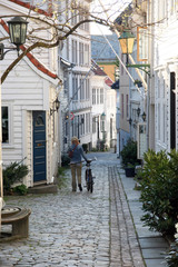 a girl with a bicycle