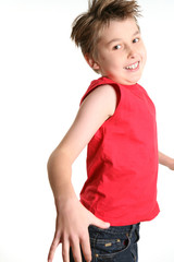 Child jumping into the air - side view