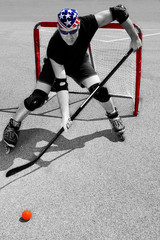 street hockey player in action #2
