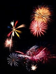 Variety of fireworks explosions for Independence Day