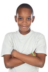 adorable African boy a over white background