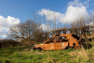 Abandoned,burnt out car