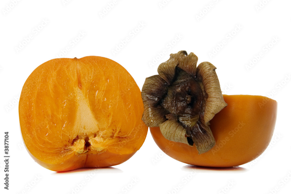 Poster sliced persimmon isolated over white background