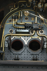 Furnace view of antique steam locomotive