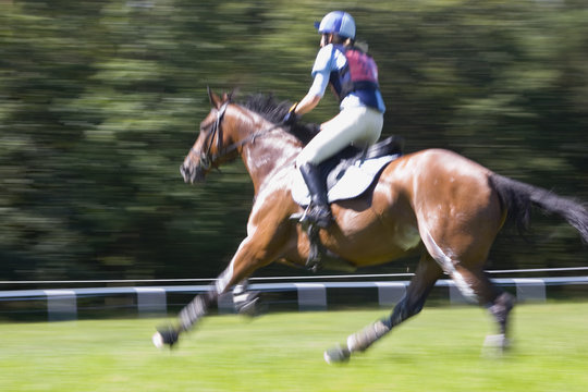 Motion blurred picture taken at a horse-racing