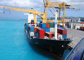 Cargo ship loaded with containers