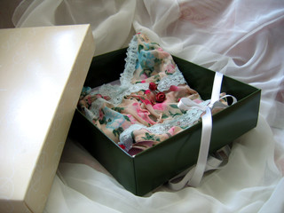 beautiful gift box with lacy lingerie