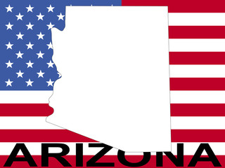 map of Arizona on American flag illustration