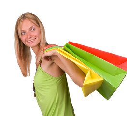 The shopping woman is dared