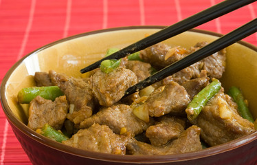 asian food of beef and vegetables 