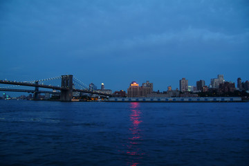 Brooklyn Bridge at Sunset with Brooklyn and the East River