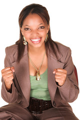 A short smiling African businesswoman  - 3889920