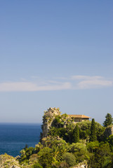 italy sicily mansion on island overlooking sea taormina view