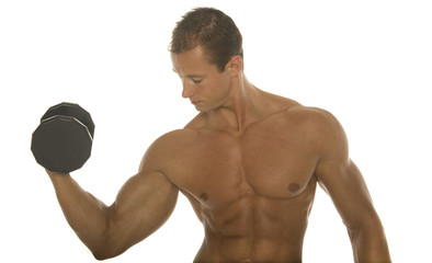 Fototapeta na wymiar Body builder arm workout
