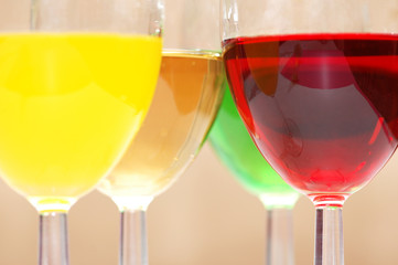 Three colour liquers isolated on the white 