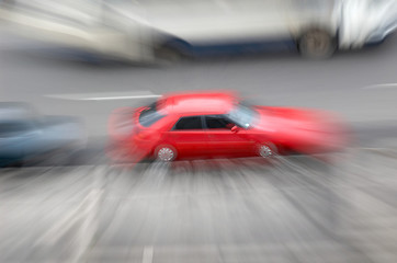 The image of the car in movement
