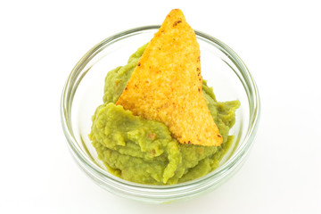 Avocado guacamole with tortilla chips