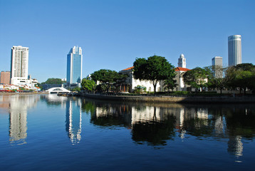 modern building and river in the city