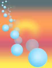 bulles sur fond de soleil couchant