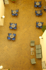 Tables and chairs seen from above