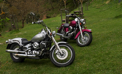 Obraz premium A pair of custom motorbikes