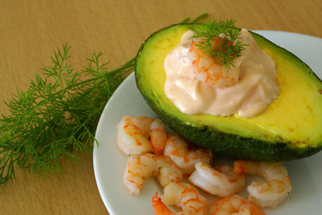 Avocado stuffed with prawns © Elzbieta Sekowska