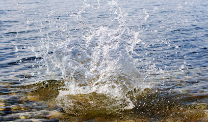 splashes on the lake Baikal surface
