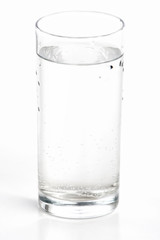 glass of mineral water, studio on white