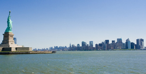 New York skyline and Statue of Liberty