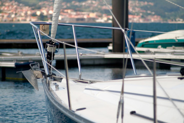 front part of a ship in a docking bay