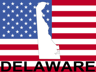map of Delaware on American flag illustration