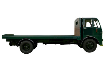 Vintage flatbed lorry, isolated on white. With clipping path.