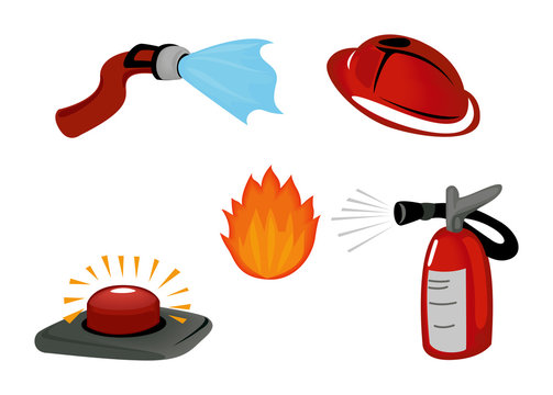 Fire Safety Icons with Clipping Paths
