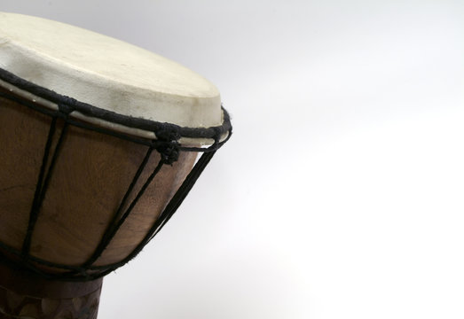 djembe drum with white copy space