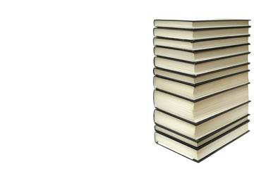 stack of books with white copy space