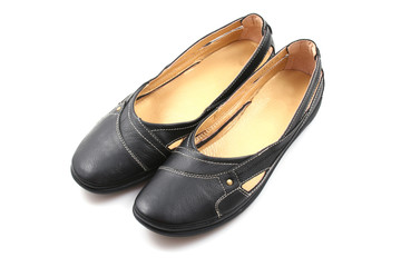 black leather shoe isloated on white background