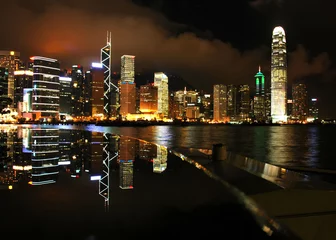 Keuken foto achterwand Hong-Kong Hong Kong skyline bij nacht (1)