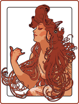 Mujer art nouveau imágenes de stock de arte vectorial