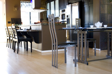 Modern dining room and kitchen