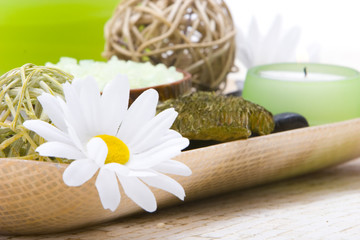 Spa objects on a tray