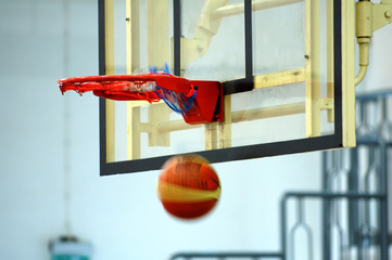 Basketball swishing through the hoop